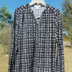 black/white knit l/sl top Liz Claiborne Medium